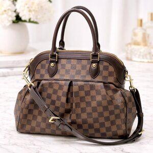Louis Vuitton Trevi PM Damier Ebene Satchel /Authentic LV Crossbody/Shoulder Bag